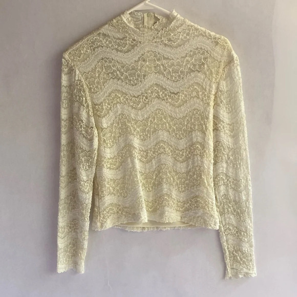 Vintage Kay Celine Lace Mock Neck Top Blouse - Picture 1 of 4